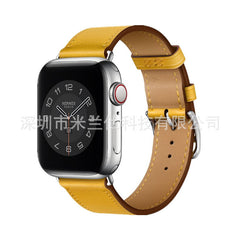 Premium leather Apple Watch band in brown colour