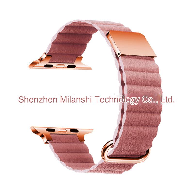 Light gray leather watch strap for Apple Watch Series S9
