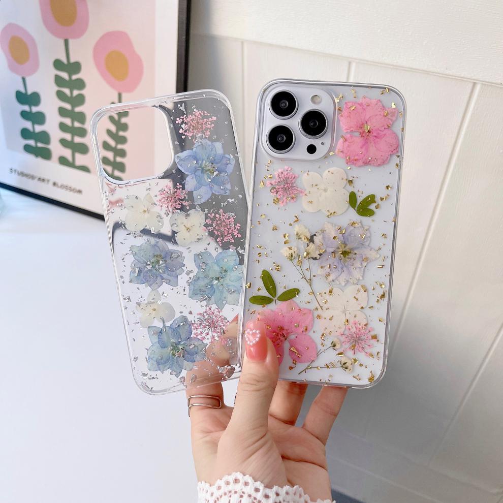 Floral Gold Foil iPhone Case in pink