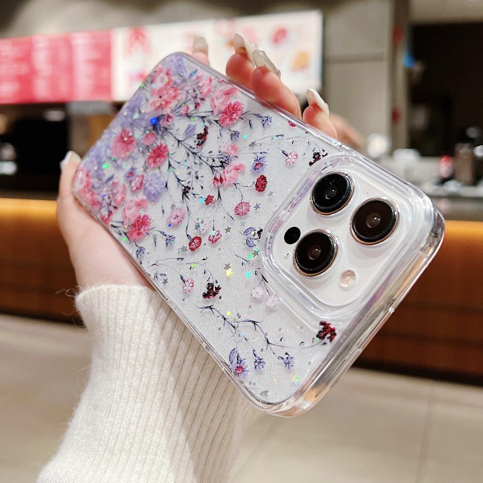 Silicone Butterfly Floral iPhone Case in pink-purple colour