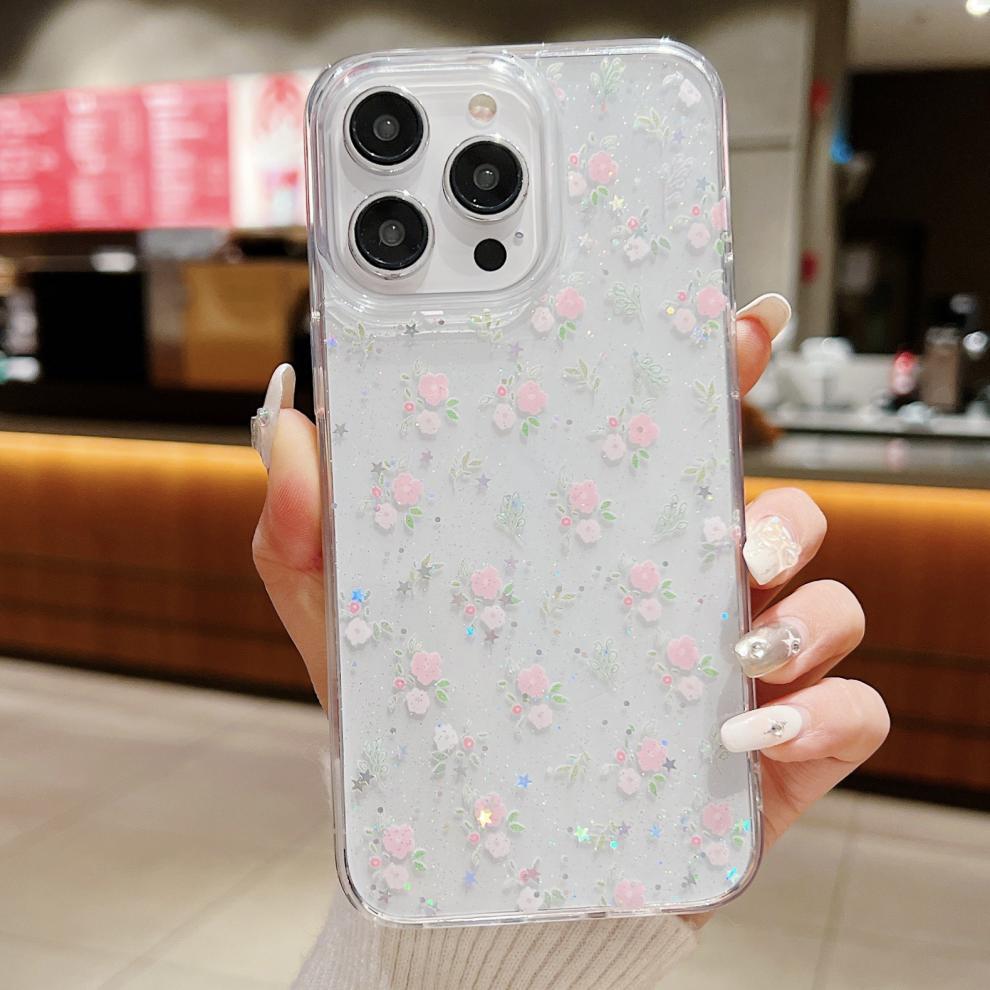 Silicone Butterfly Floral iPhone Case in pink-purple colour