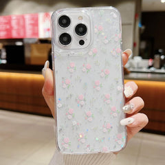 Silicone Butterfly Floral iPhone Case in pink-purple colour