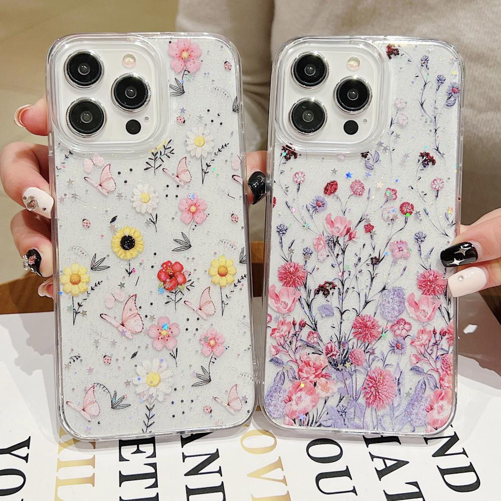 Floral patterned iPhone case showcasing red colour