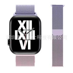 Close-up of rose gold Milanese loop watch band