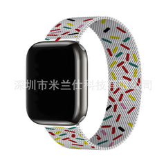 Milanese loop band shown on model's wrist