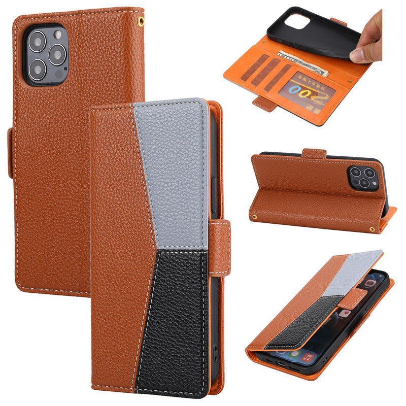 Close-up of PU leather texture on phone case