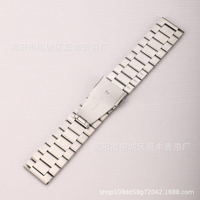 Stylish 3-Bead Stainless Steel Watch Band in Silver