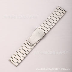 Stylish 3-Bead Stainless Steel Watch Band in Silver