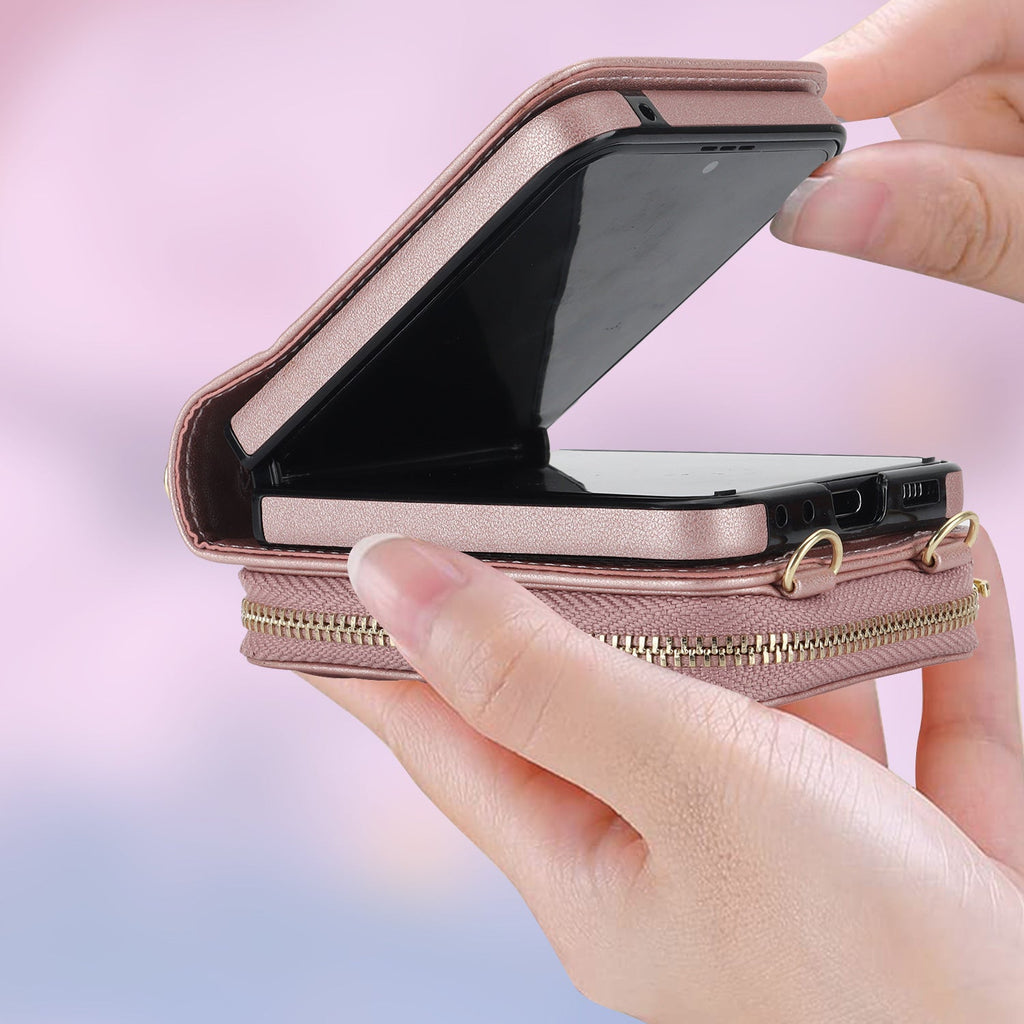 Stylish Samsung Z Flip crossbody phone case in black