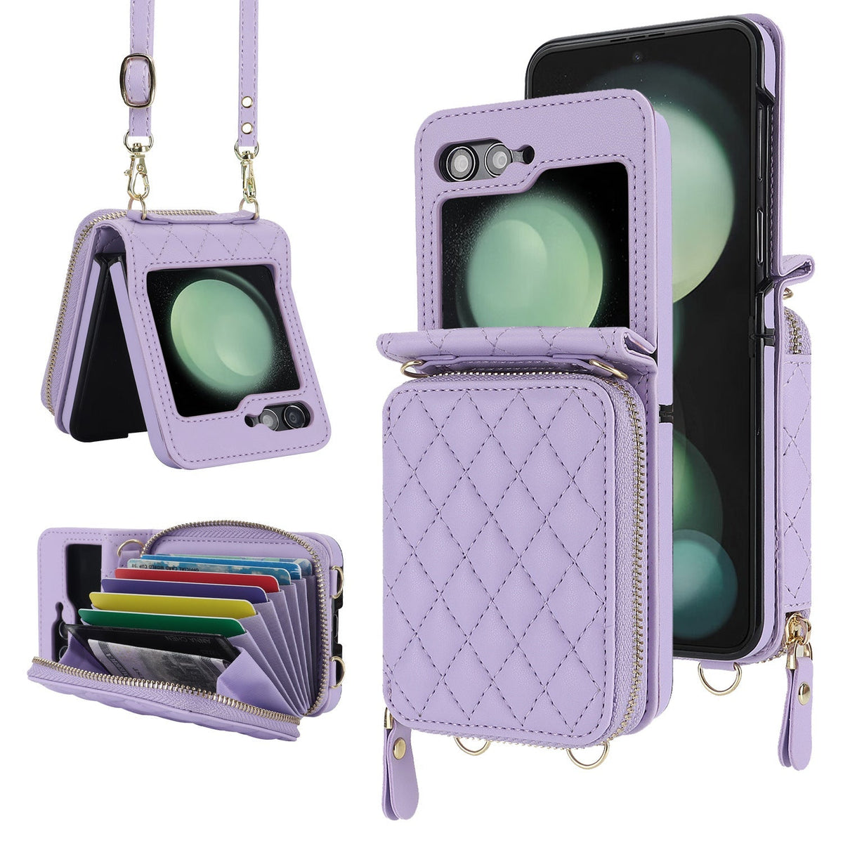 Crossbody phone case with card holder feature