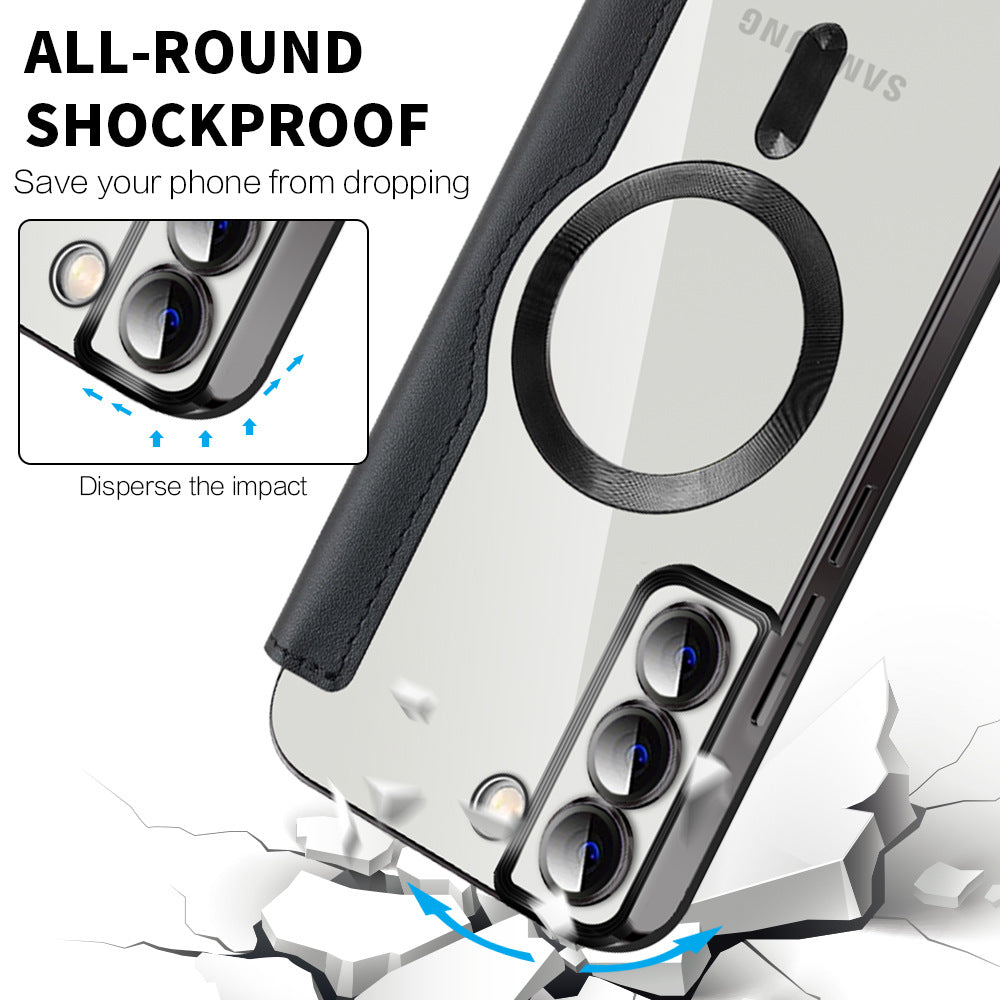 Magnetic flip case showing durable TPU material