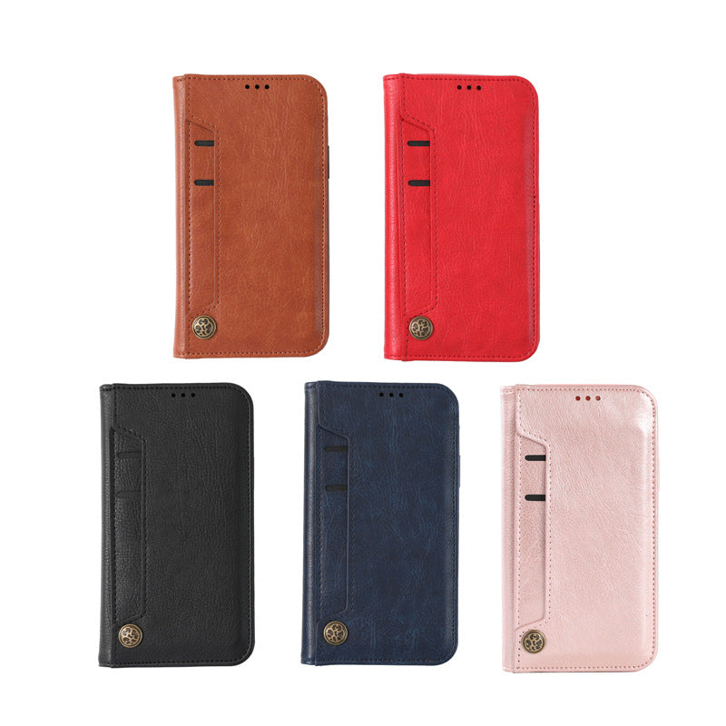 Samsung S24 Wallet Case Black Faux Leather Front View