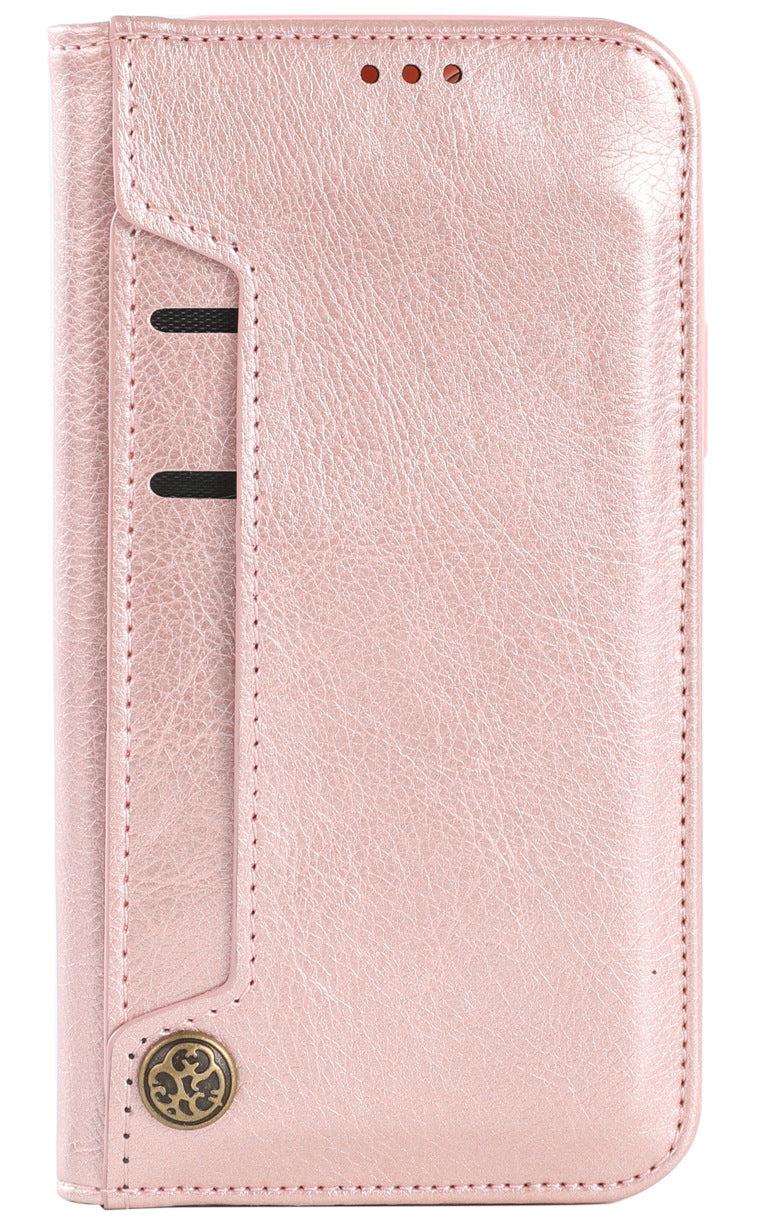 Samsung S24 Wallet Case Rose Gold with Cards Inside