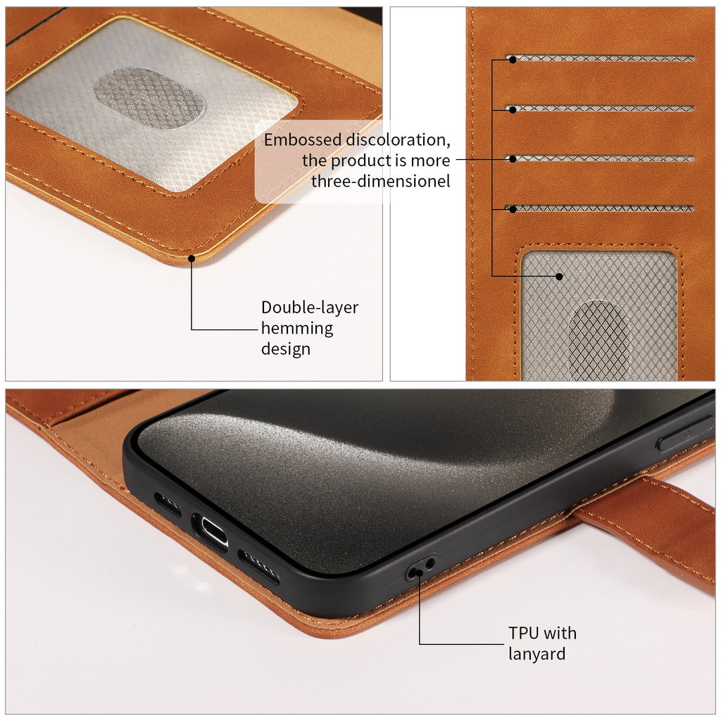 Premium Flip Leather Case Close-up of Material Quality