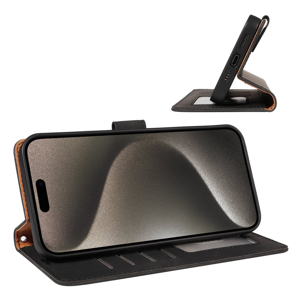 Premium Flip Leather Case Side View Showing Card Slot