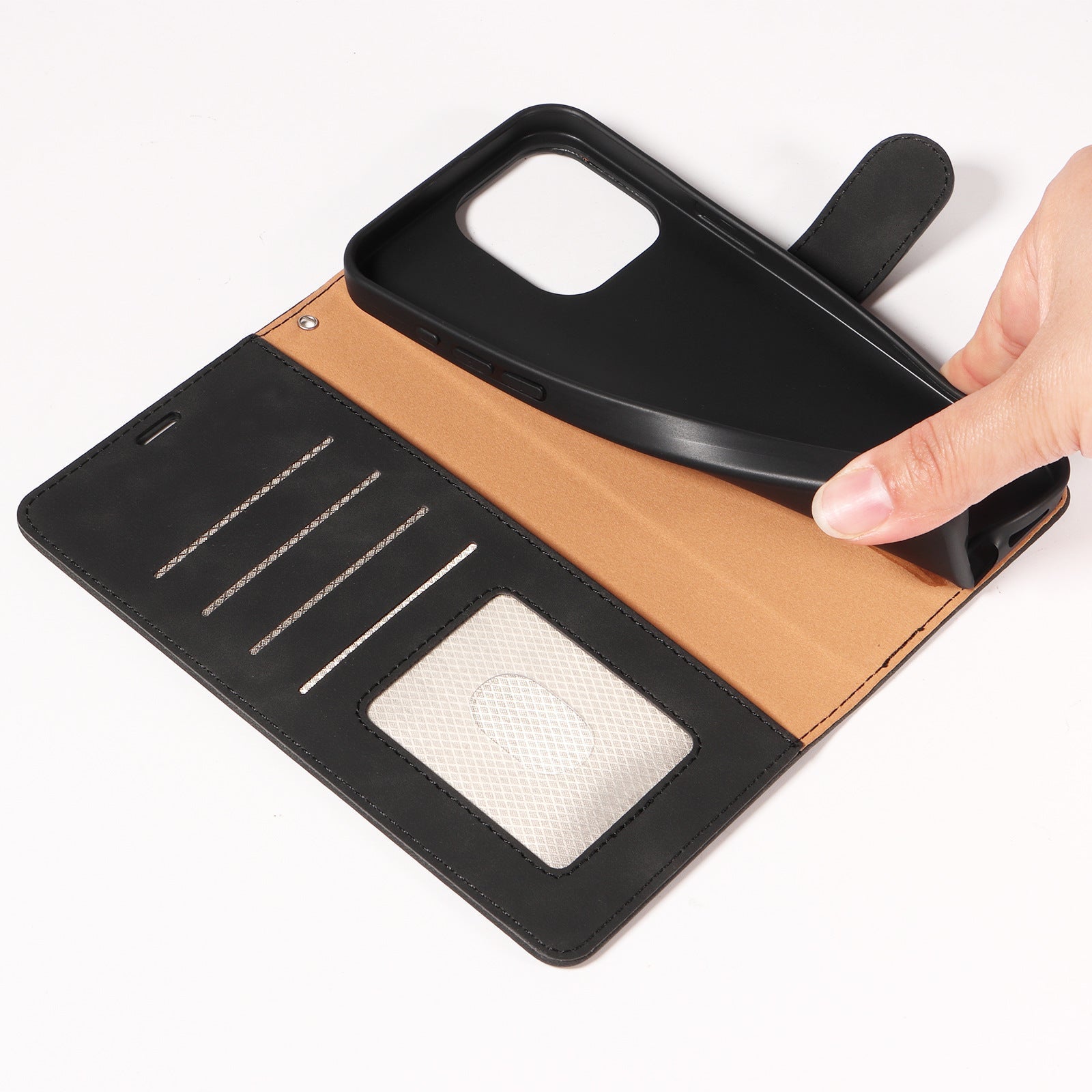 Premium Flip Leather Case Showing Magnetic Closure