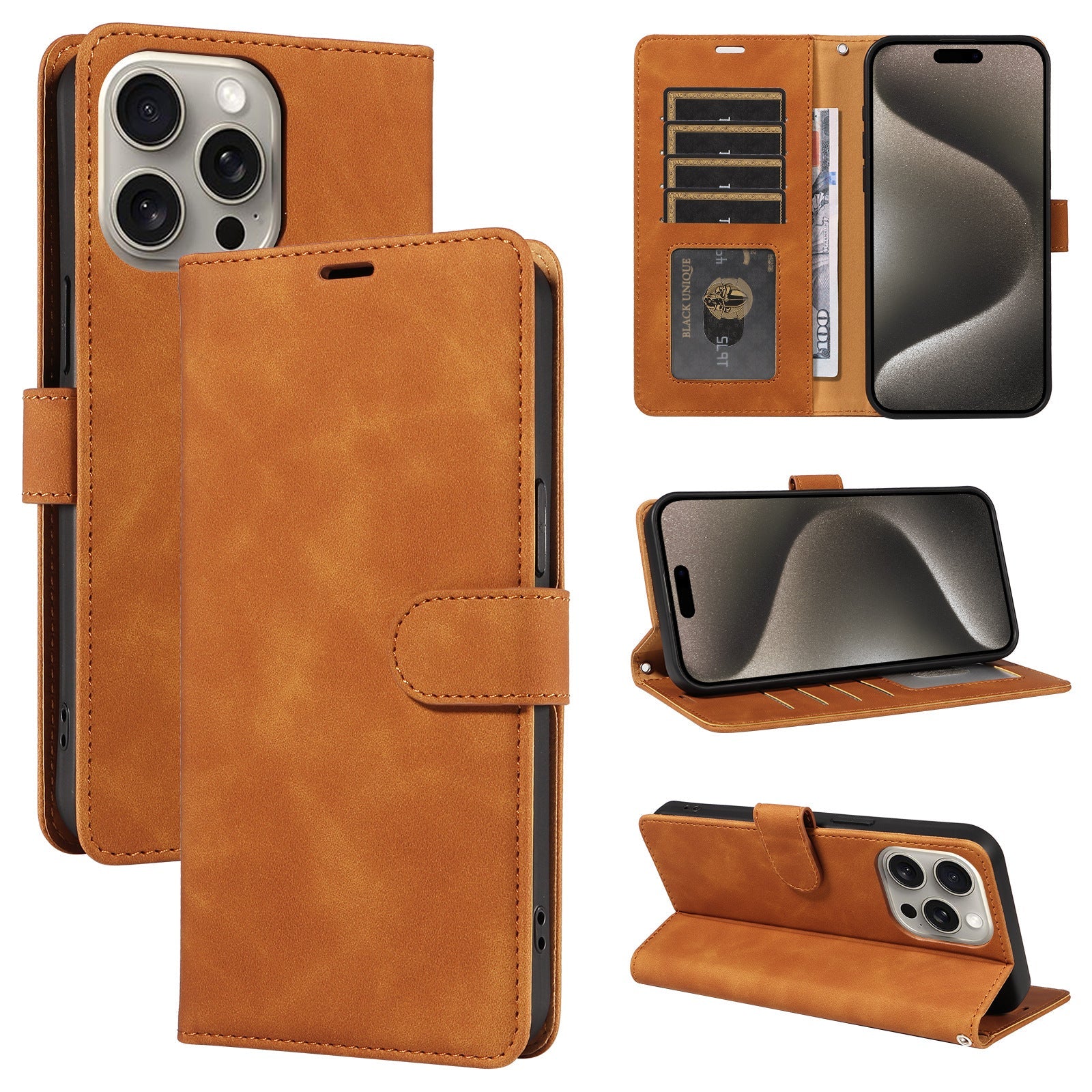 Premium Flip Leather Case Close-up of Material Quality