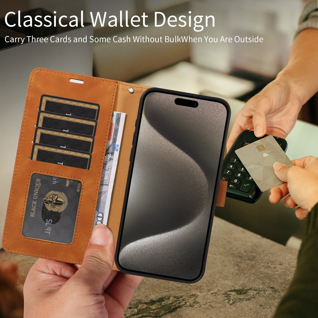 Premium Flip Leather Case Side View Showing Card Slot