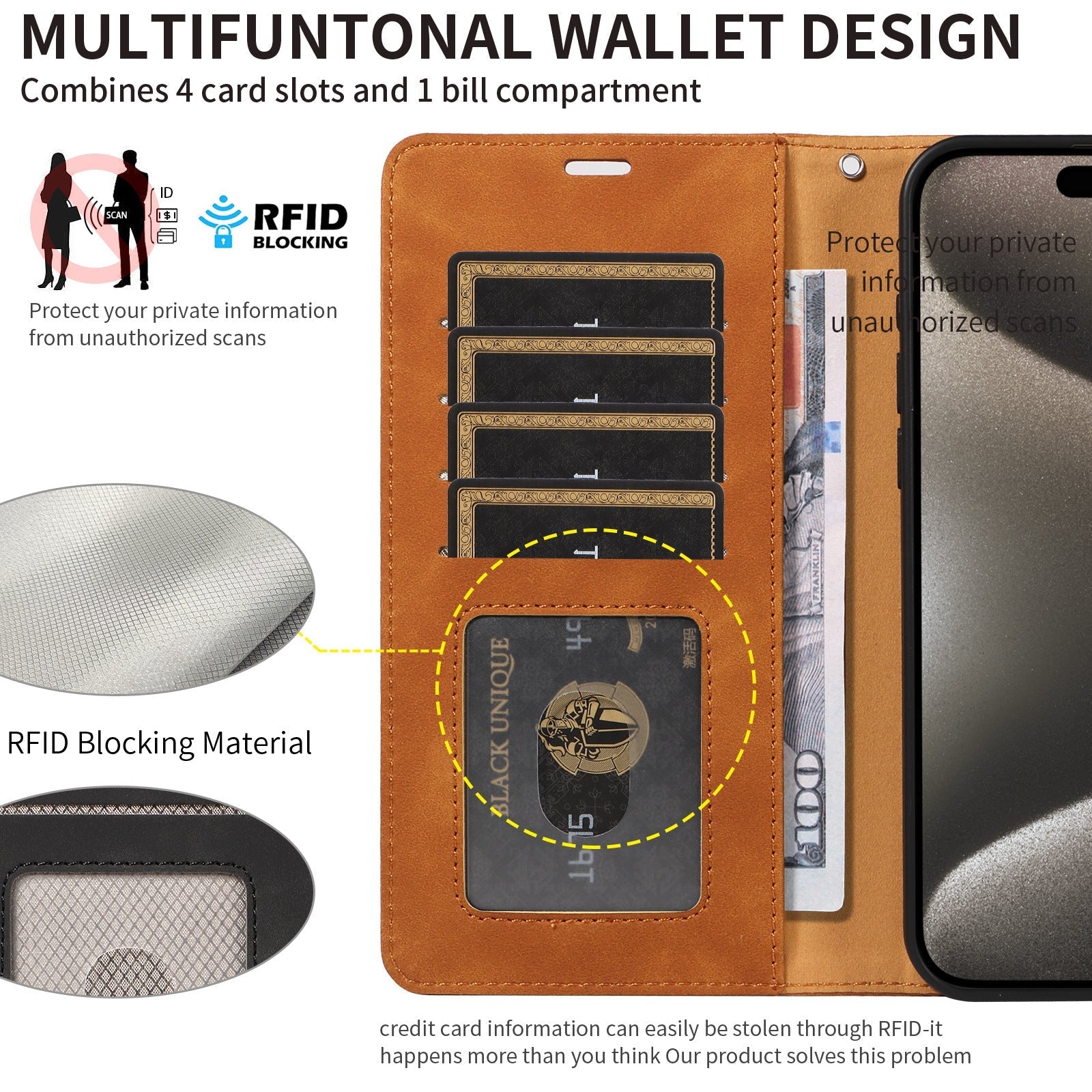 Premium Flip Leather Case Kickstand Feature in Use