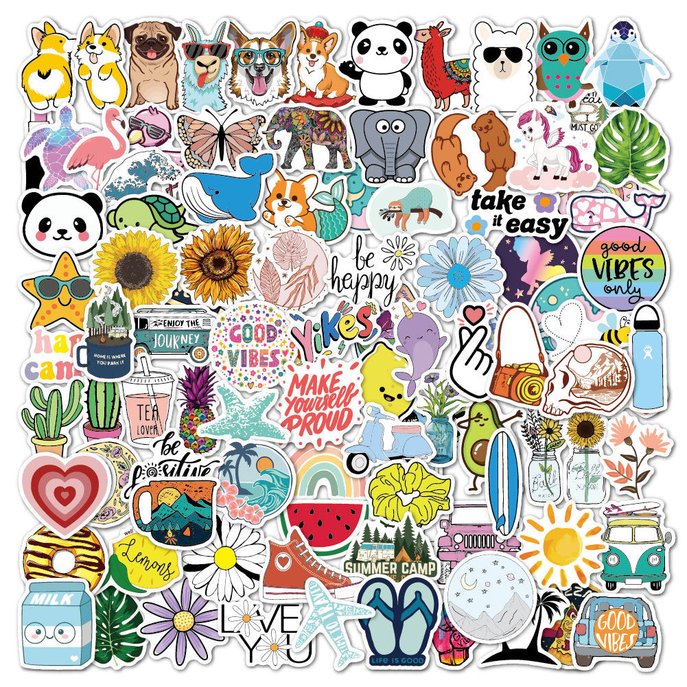animated stickers displayed outdoors