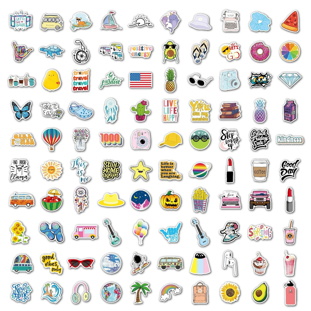 variety of colourful stickers on a table