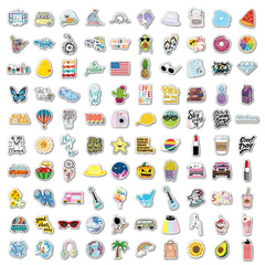 variety of colourful stickers on a table