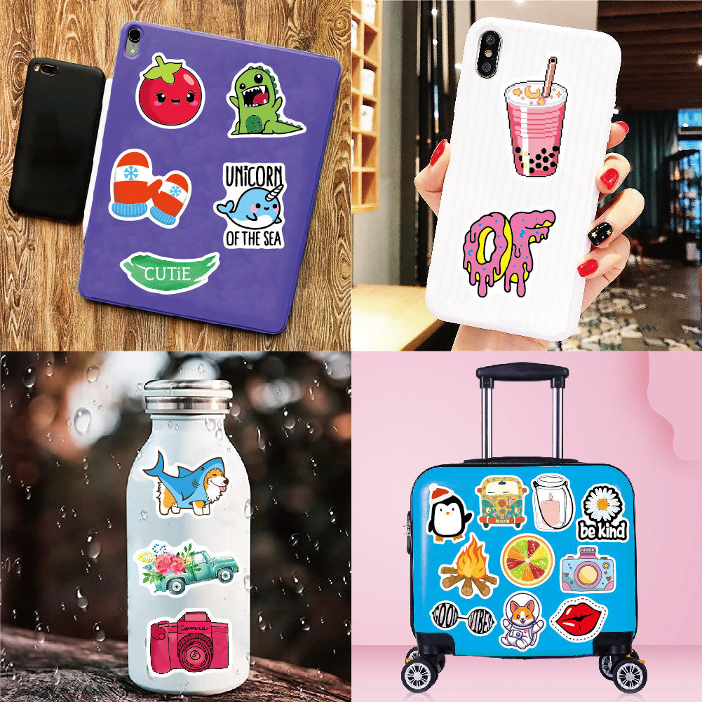 animated stickers displayed outdoors