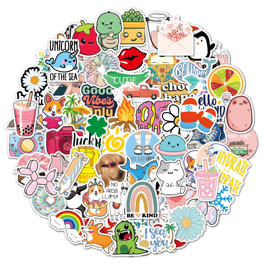 VSCO aesthetic sticker pack of 100 on a surface