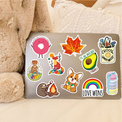 luggage decorated with aesthetic stickers