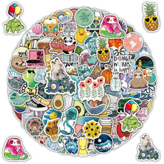 luggage decorated with aesthetic stickers