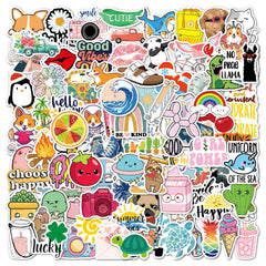 variety of colourful stickers on a table