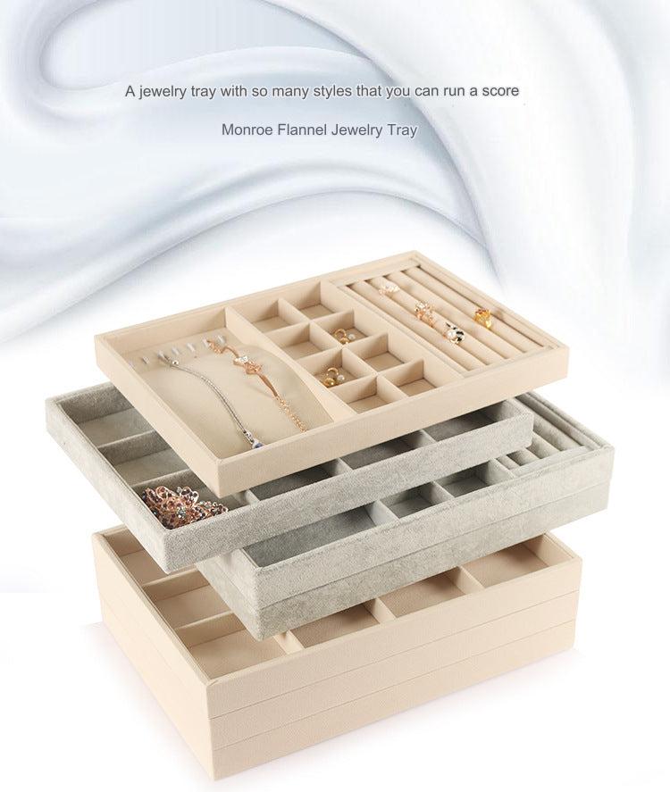Displayed necklaces on the jewellery organiser tray