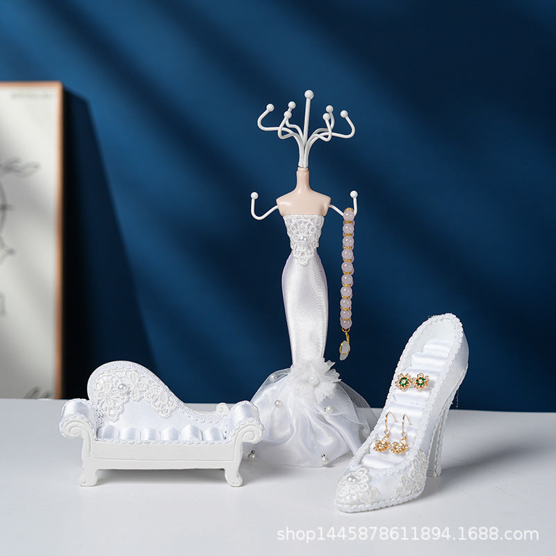 Jewellery display in stylish bedroom setting
