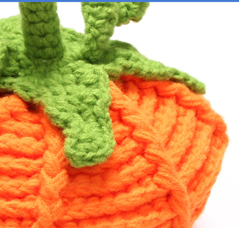 Kids Pumpkin Knit Hat outdoors