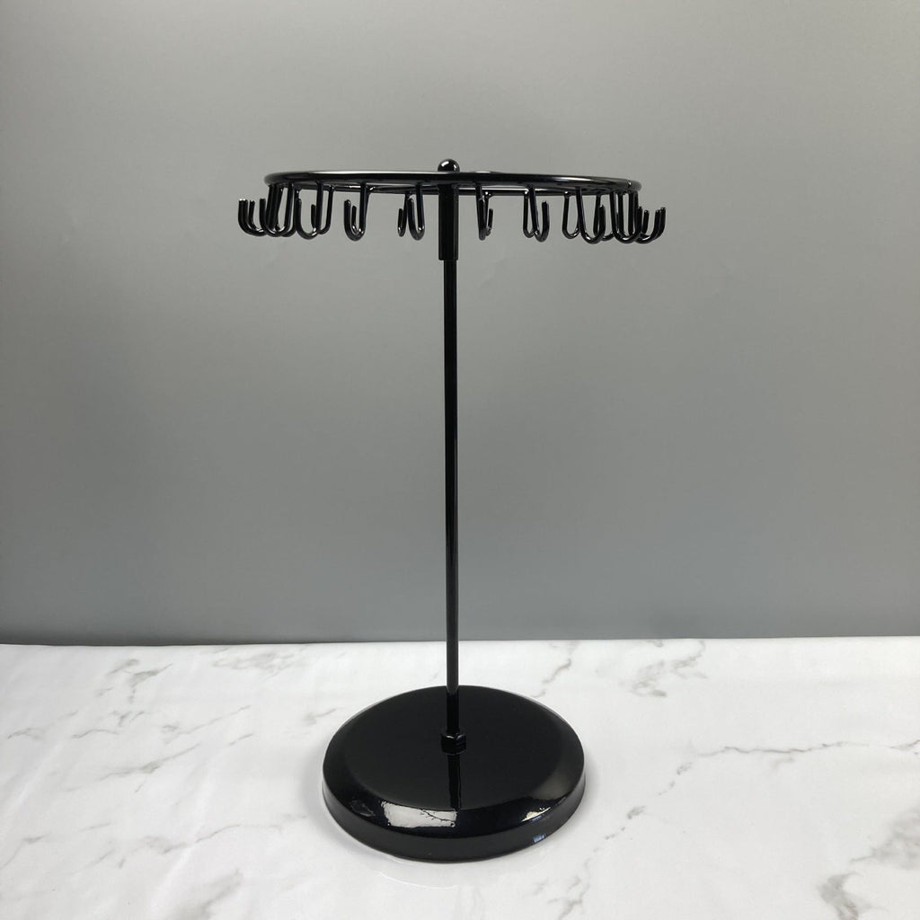 Compact Round Base Jewelry Stand on White Background
