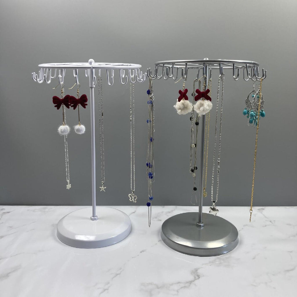 Front View of Elegant Black Metal Jewelry Stand