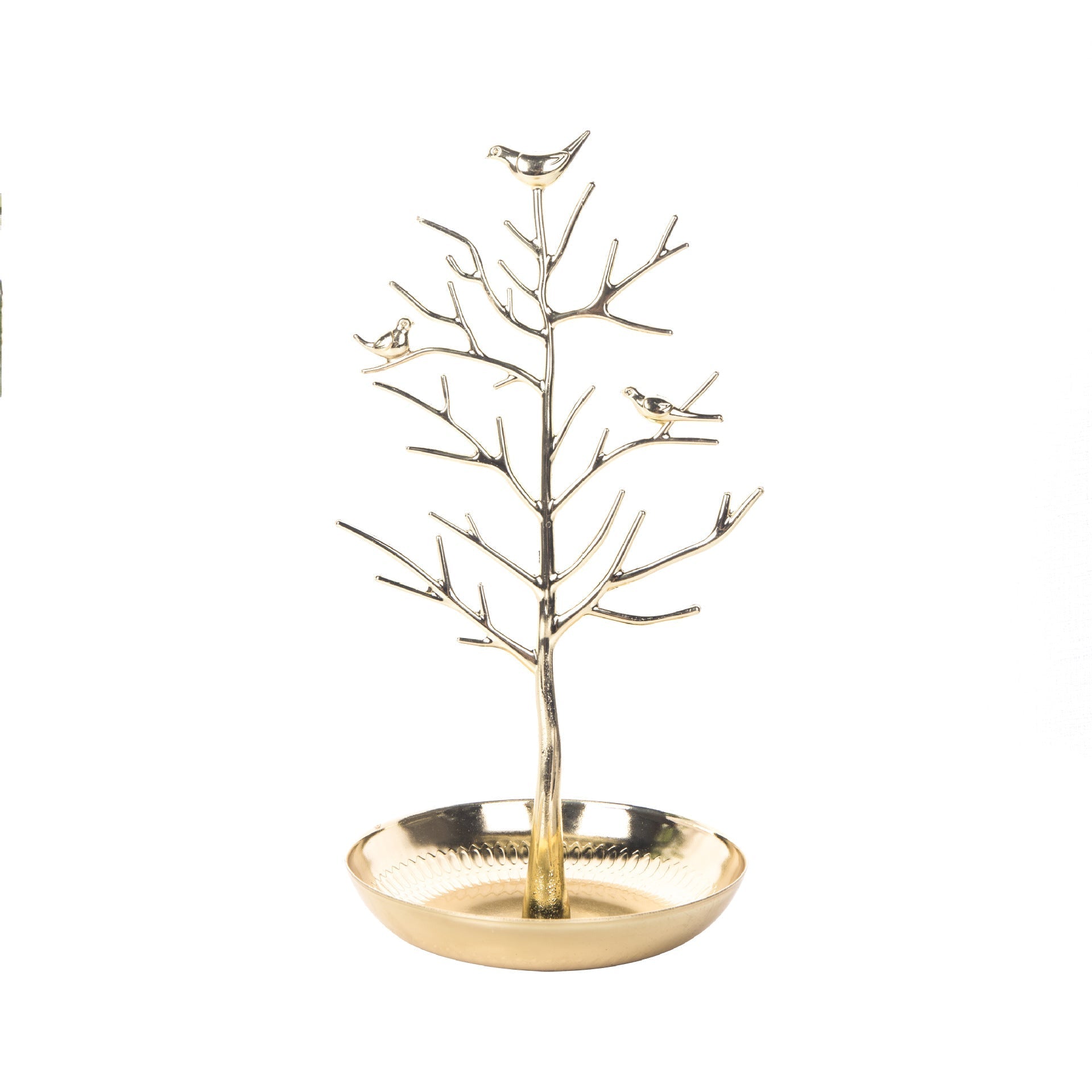 Elegant Metal Tree Jewelry Stand with Vintage Bird Design Image 1