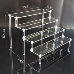 Transparent acrylic display stand showing organised items