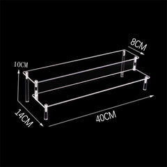 Close-up view of an acrylic display shelf layer