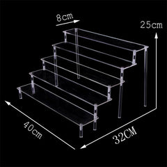 Five-tier acrylic organiser showcasing figurines