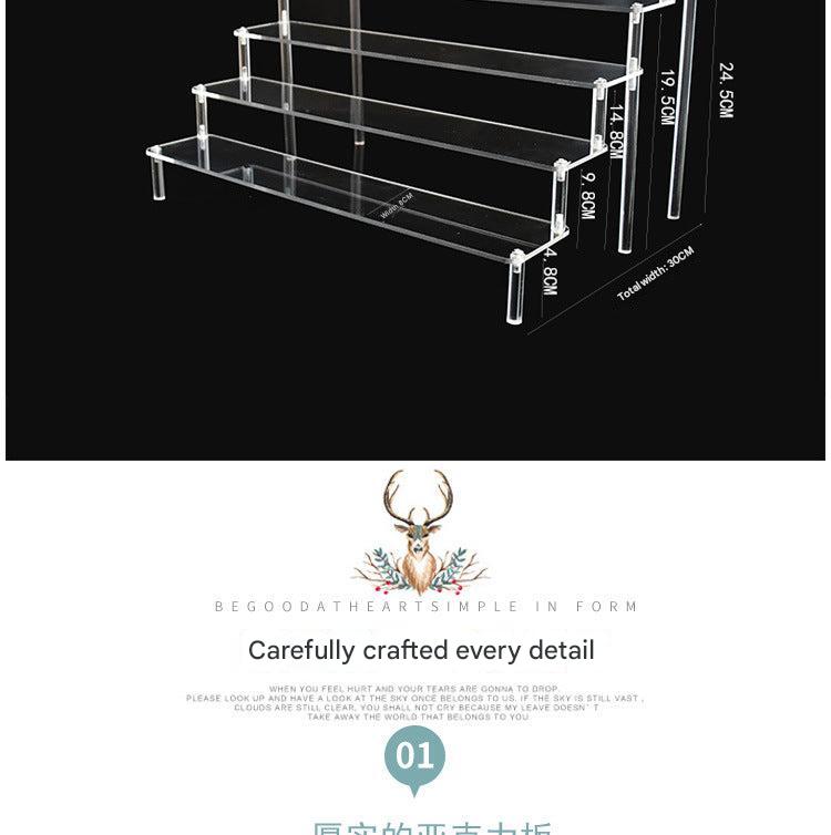 Elegant acrylic shelf featuring displayed merchandise