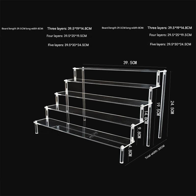 Close-up view of an acrylic display shelf layer