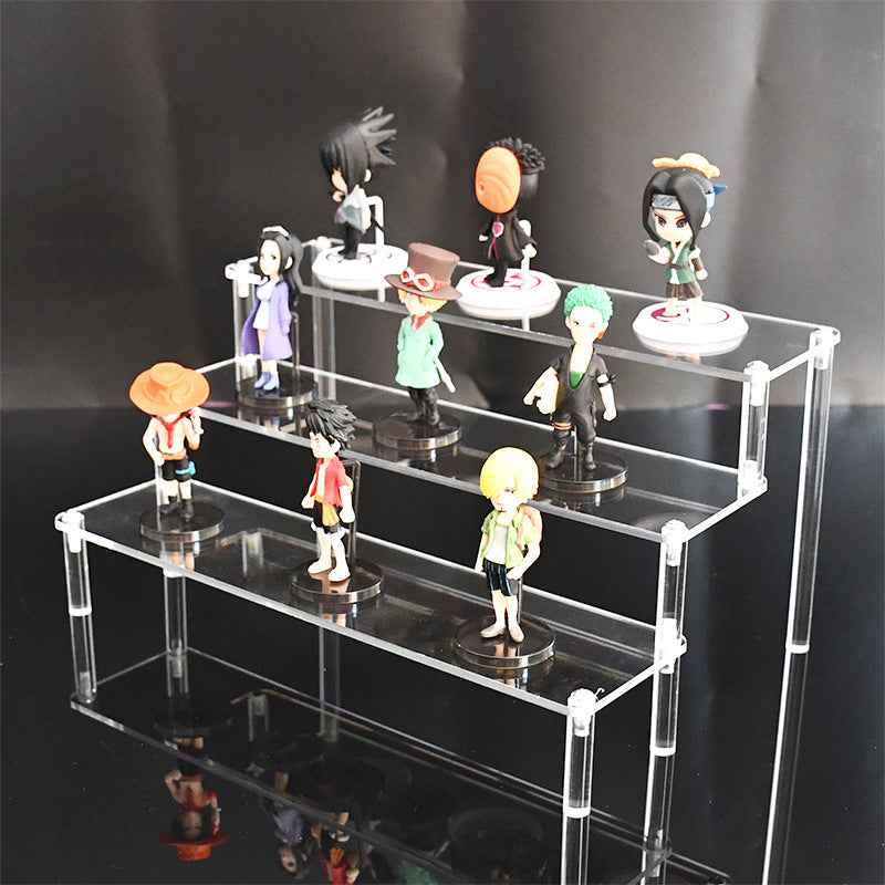 Elegant acrylic shelf featuring displayed merchandise