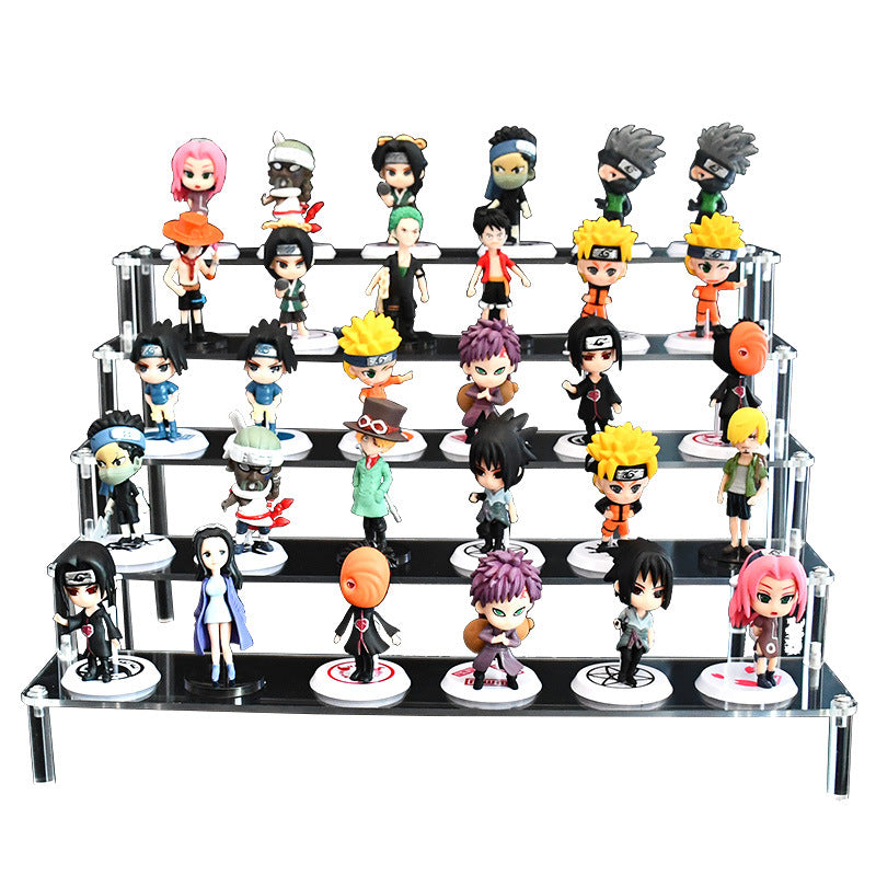 Five-tier acrylic organiser showcasing figurines