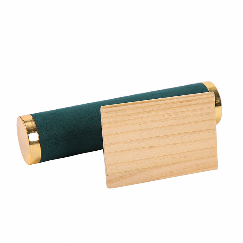 Wooden display stand with metal cover for jewelry