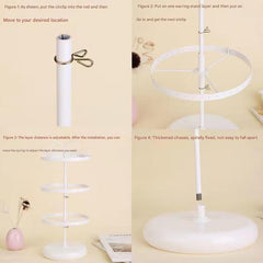 Top view of metal earring display stand with earrings