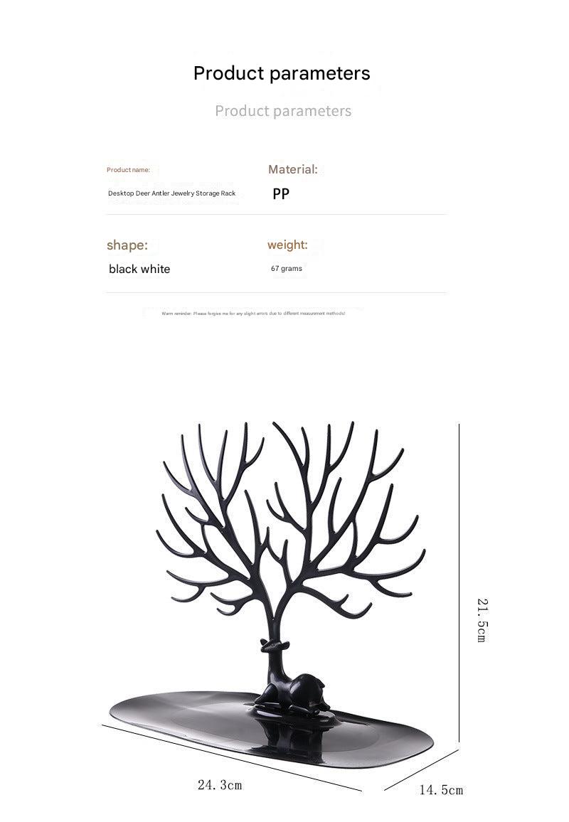 Stylish black and white jewelry tree on home vanity