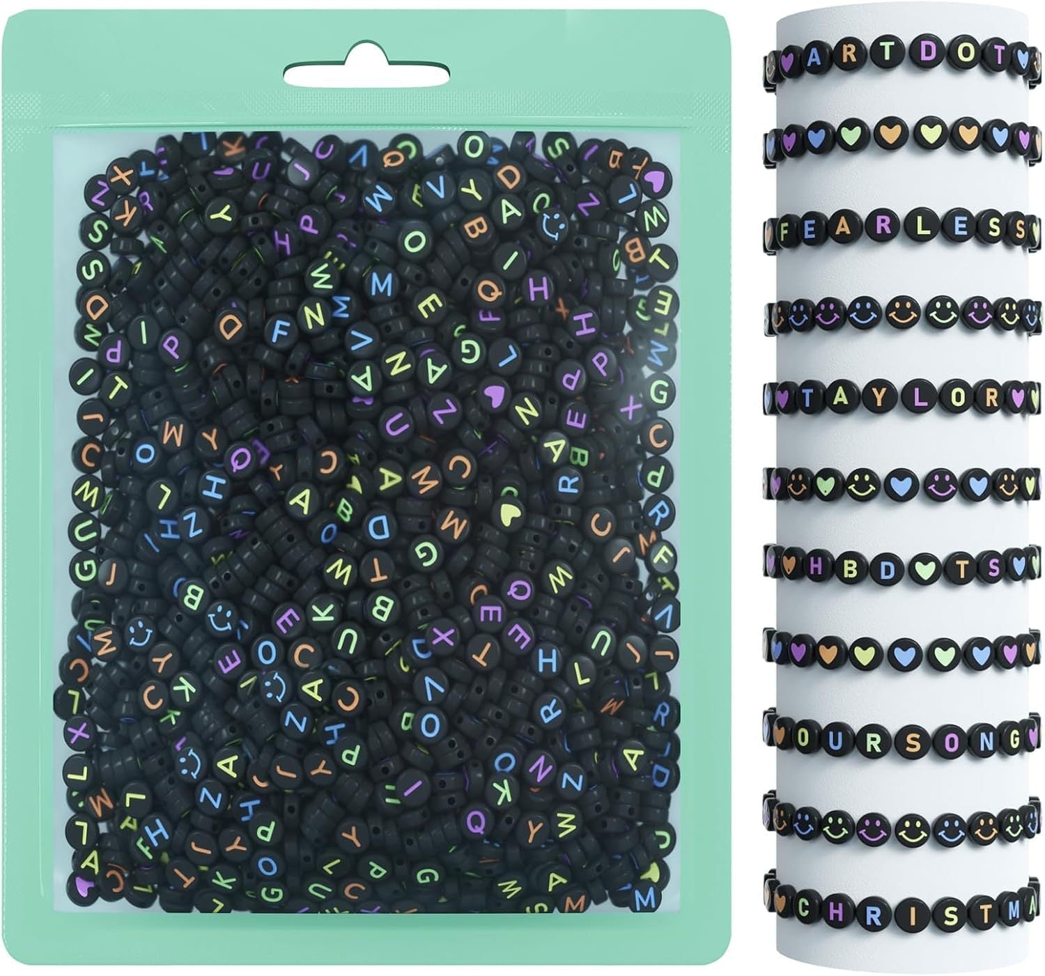 Detailed view of smiley face beads for jewelry