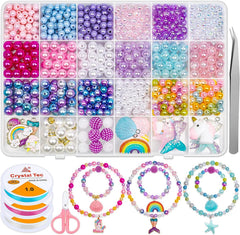 Close-up of colourful beads in kit