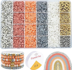 Colourful clay beads in a children's jewelry kit
